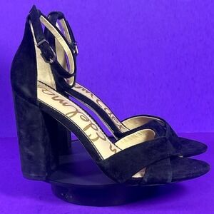 Sam Edelman Women's Black Yancy Block Heel Ankle Strap Sandals Shoe Size 10